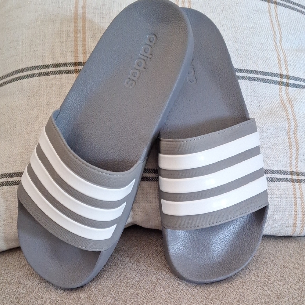 Adidas Gray and White Slide Sandals NEW, NEVER WORN!!